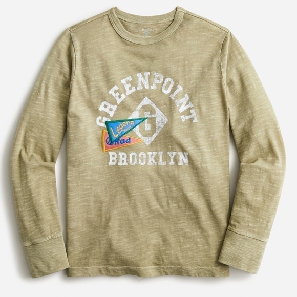 J crew kids long sleeve green point graphic tee shirt embroidery - Picture 1 of 3